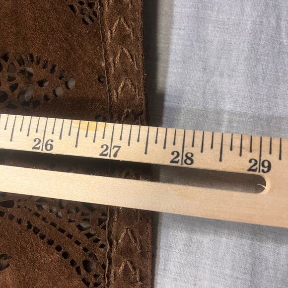 Coldwater Creek Brown Laser Cut Suede Jacket 2X Boho Western Elegant Chic - Picture 10 of 11